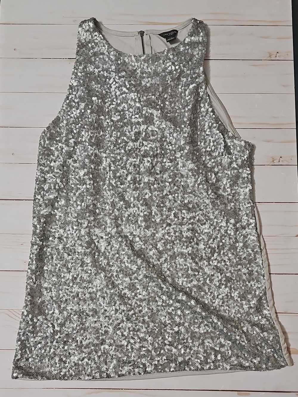 Ann Taylor Silver Sequin Shell Tank